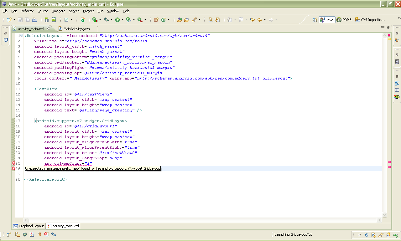 'gridlayout graphical view errors'